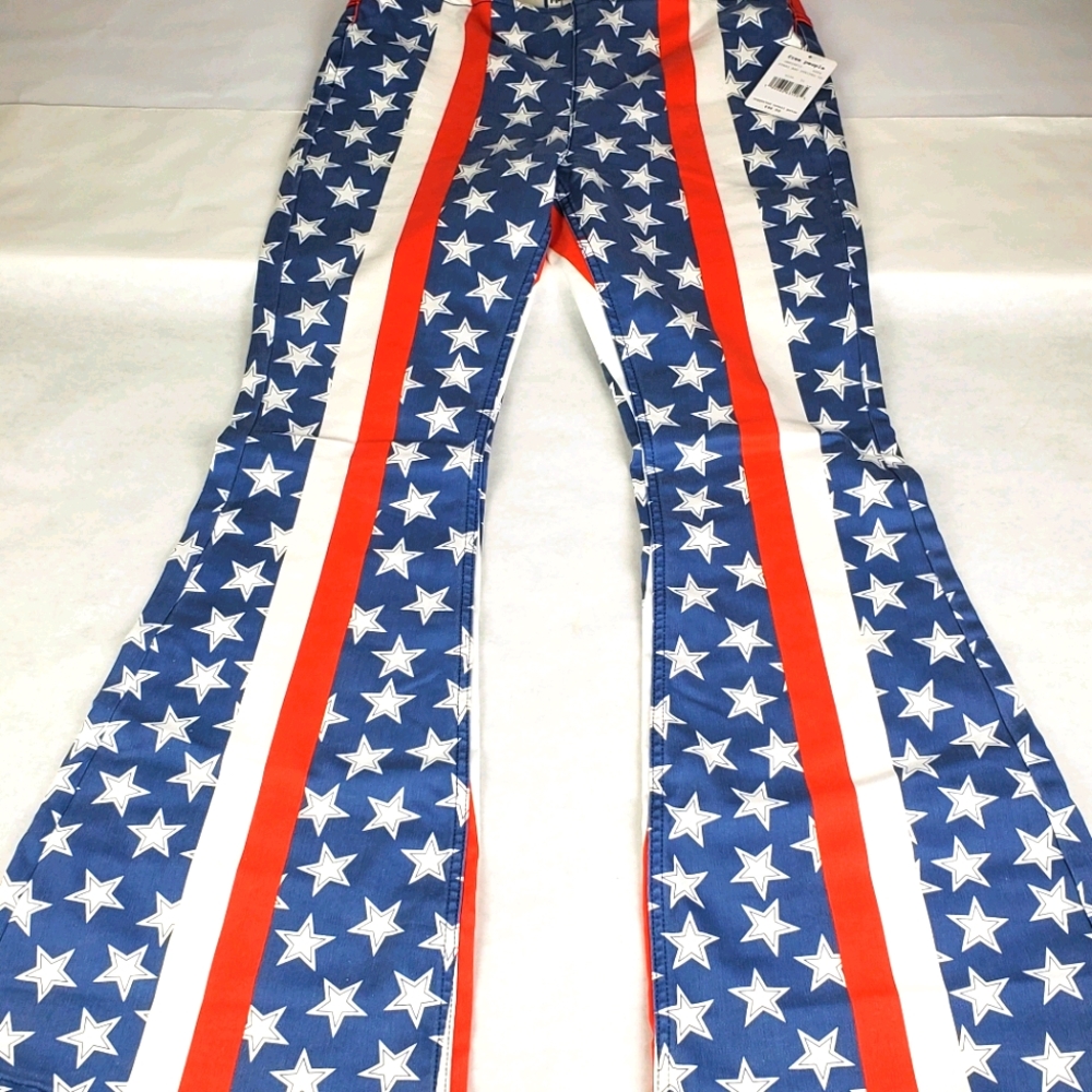 Free People Women's Stars & Stripes Flare Pants 29